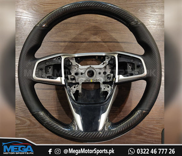 Honda Civic X  Double Carbon Fiber Leather Steering Cover For 2016 - 2021