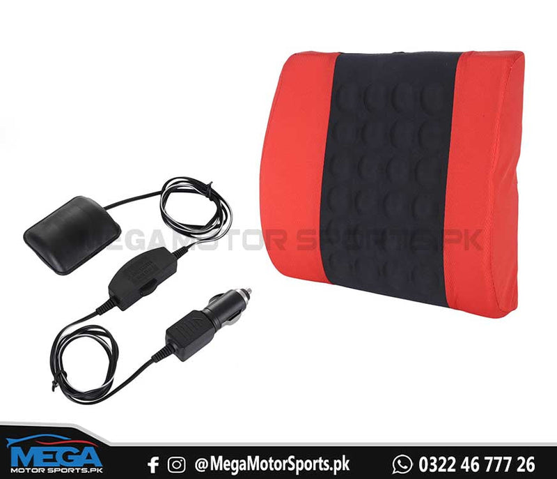 Universal Massage Back Rest Cushion With 12V Vibrator Seat - Black And Red