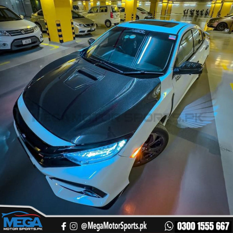 Honda Civic X Original Carbon Fiber Hood (Bonnet) Type R Style - 2016+