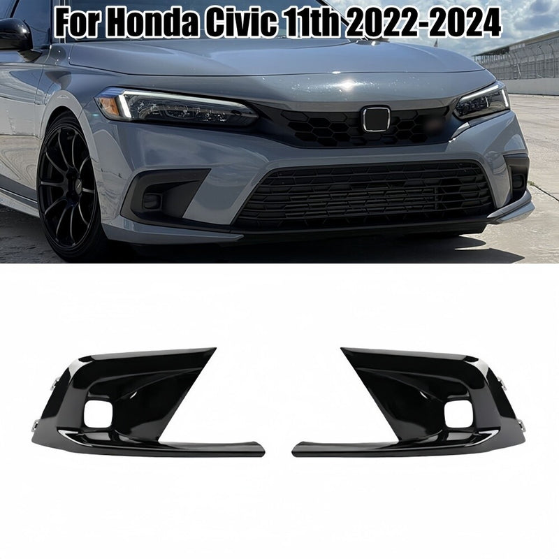 Honda Civic 11 Gen Gloss Black Front Bumper Fog Covers 2 Pcs 2022+