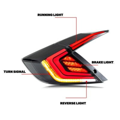 Honda Civic X Cobra Double Bar Style Lava Tail Lamps 2016-2021