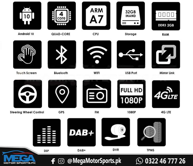 Honda Civic X 10" Android  Panel (2GB/32GB) Apple CarPlay For 2016 - 2020