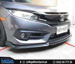 Honda Civic X  Matt Black Front Bumper Splitter V3